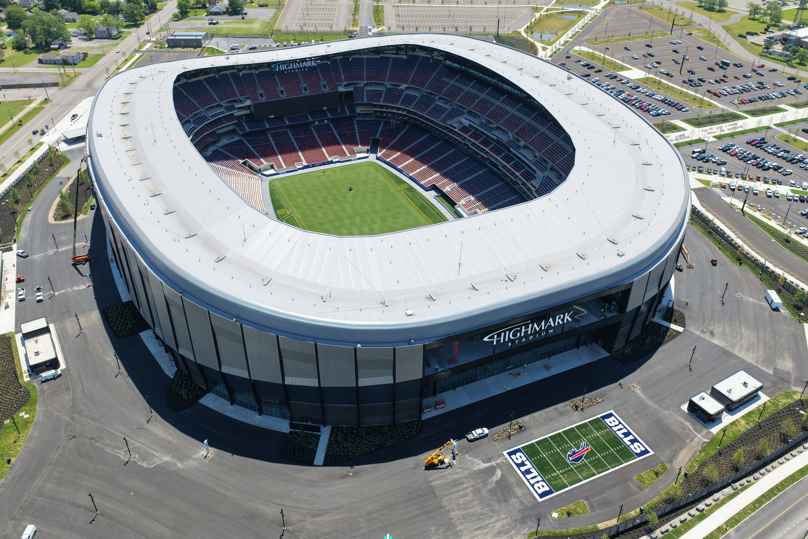 Aerial view of the new Highmark Stadium in Orchard Park, New York
